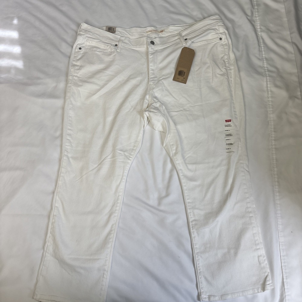 NEW Levi's Women's Plus Size Classic Straight Jeans Mid‎ Rise SZ 24W M white NWT